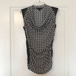 Worthington Faux Leather Accent Cowl Neck Top, XS